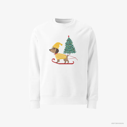 Yorkshire Terrier on a Sled with a Christmas Tree White Sweatshirt