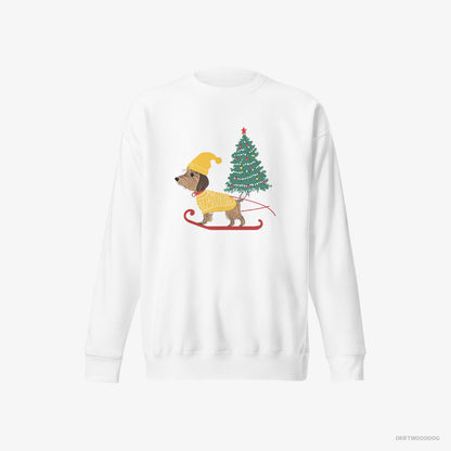 Yorkshire Terrier on a Sled with a Christmas Tree White Sweatshirt