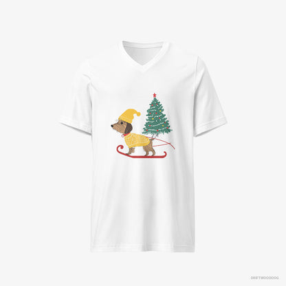 Yorkshire Terrier on a Sled with a Christmas Tree White T-Shirt