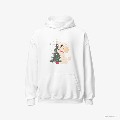 Poodle Hoodie – Men White Hoodie Classic – Styling the Christmas Tree (on White Background)