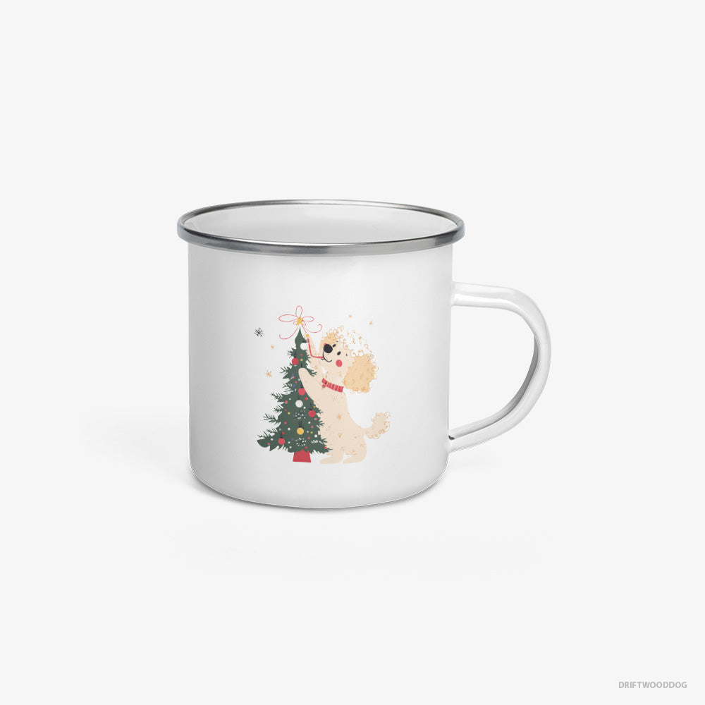 Poodle Styling the Christmas Tree Enamel Mug