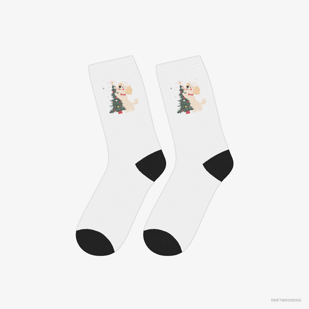 Adorable Poodle Styling the Christmas Tree – Socks White Eco – Eco-Friendly