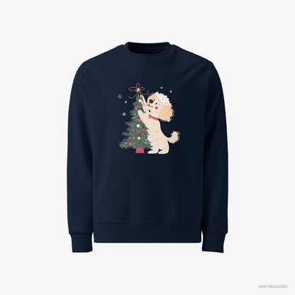 Poodle Styling the Christmas Tree Navy Sweatshirt