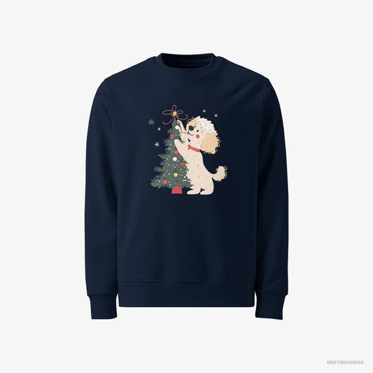 Adorable Poodle Styling the Christmas Tree – Men's Sweatshirt Navy – Classic