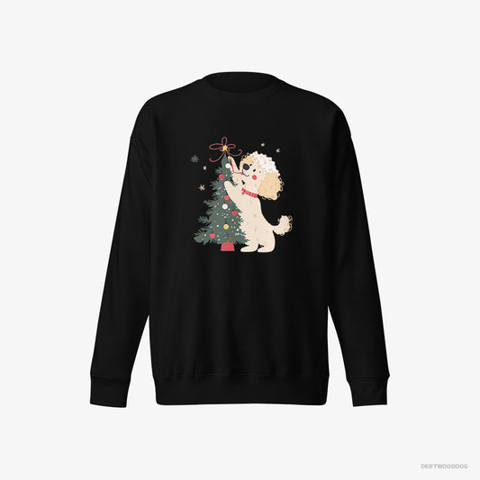 Adorable Poodle Styling the Christmas Tree – Men's Sweatshirt Black Eco – Eco-Friendly