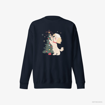 Poodle Styling the Christmas Tree Navy Sweatshirt