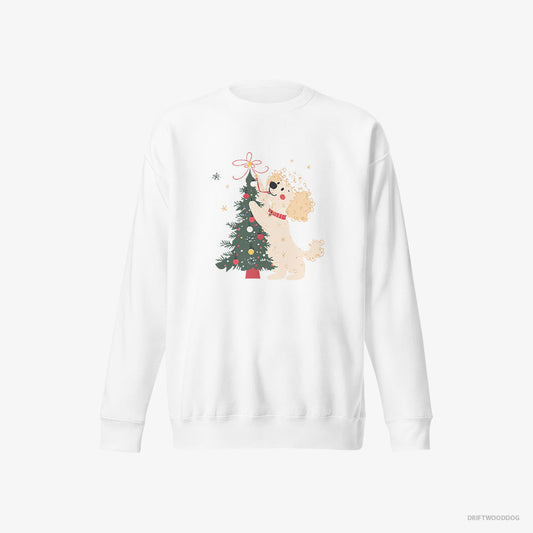 Adorable Poodle Styling the Christmas Tree – Men's Sweatshirt White Eco – Eco-Friendly