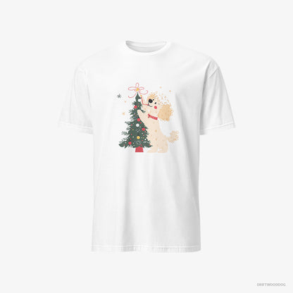 Poodle T-Shirt – Men White T-Shirt Classic – Styling the Christmas Tree (on White Background)