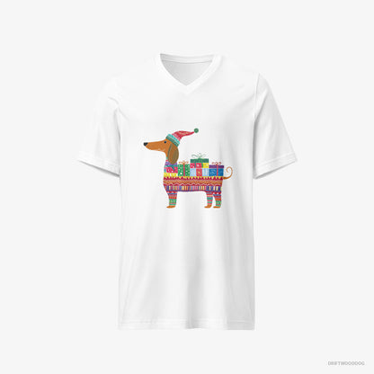 Dachshund in a Festive Gift Wrap Theme White T-Shirt