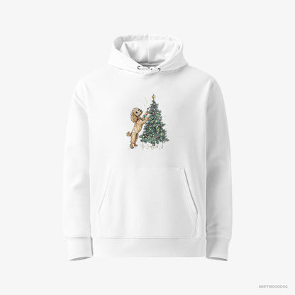 Poodle Decorating the Christmas Tree White Hoodie