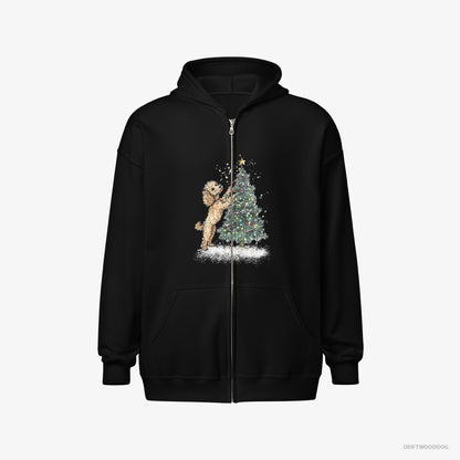 Poodle Decorating the Christmas Tree Black Hoodie