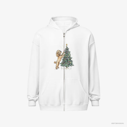 Poodle Decorating the Christmas Tree White Hoodie