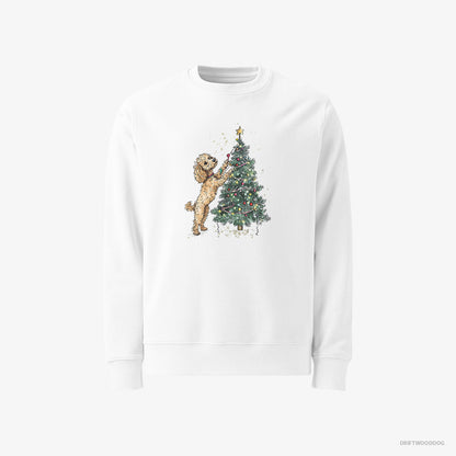 Poodle Decorating the Christmas Tree White Sweatshirt