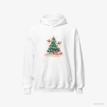 Pug Puppies Decorating the Christmas Tree White Hoodie