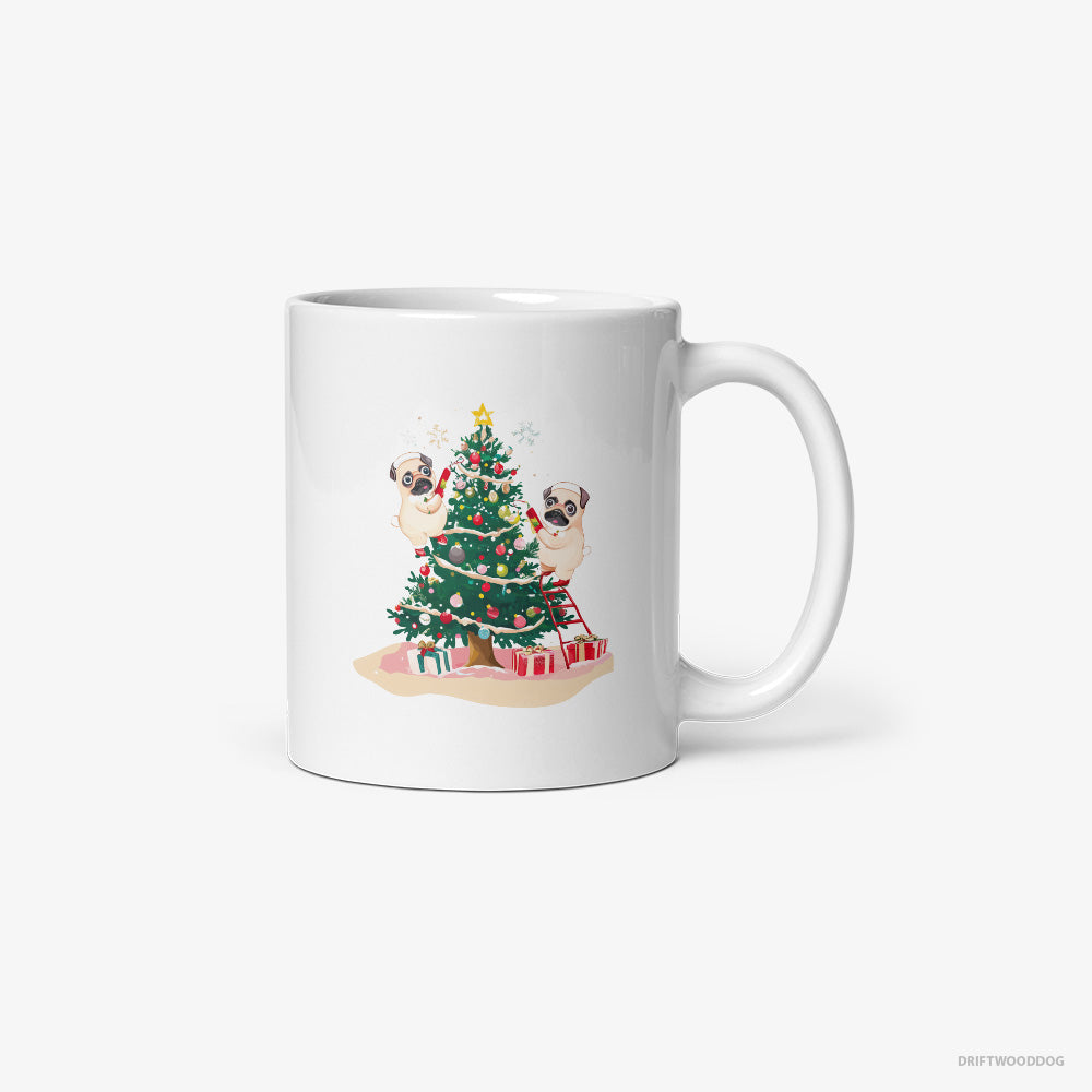 Pug Puppies Decorating the Christmas Tree Classic Mug