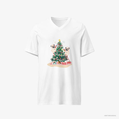 Pug Puppies Decorating the Christmas Tree White T-Shirt