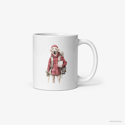 Labrador Retriever with a Christmas Branch and Pinecone White Mug