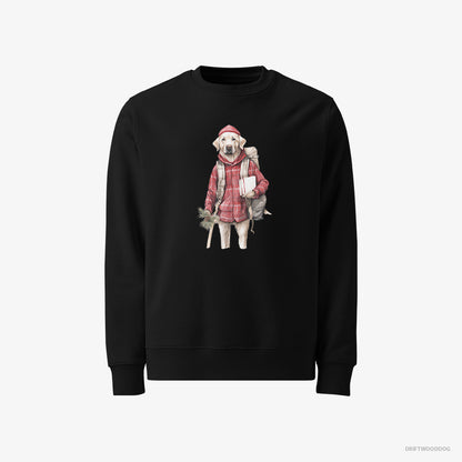 Labrador Retriever with a Christmas Branch and Pinecone Black Sweatshirt