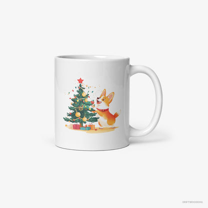 Corgi Decorating the Christmas Tree White Mug