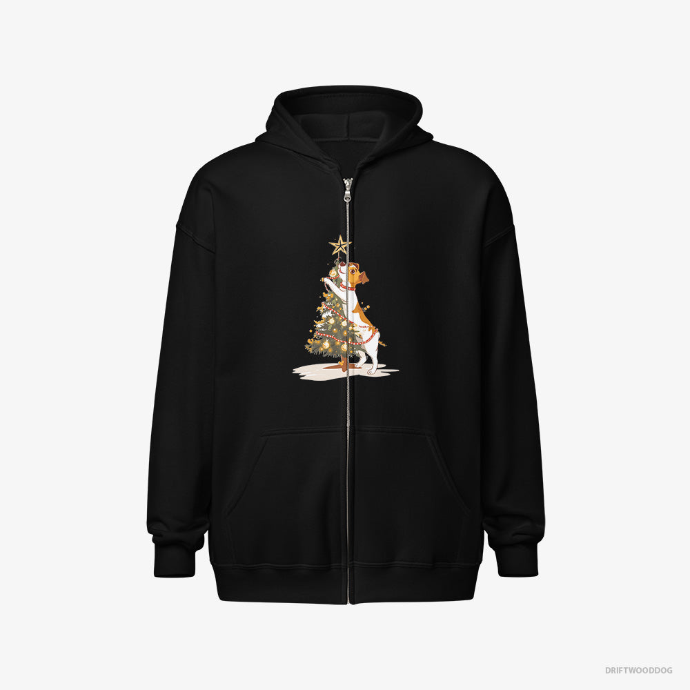 Jack Russell Terrier Decorating the Tree with Lights Full-Zip Hoodie