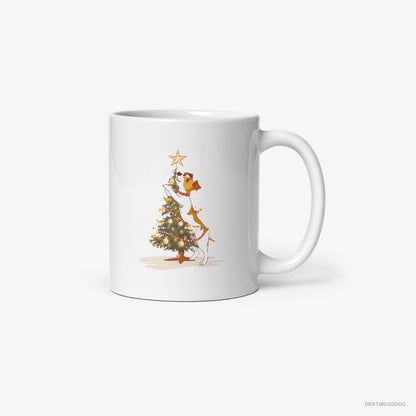 Jack Russell Terrier Decorating the Tree with Lights White Mug