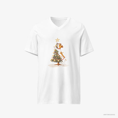 Jack Russell Terrier Decorating the Tree with Lights White T-Shirt