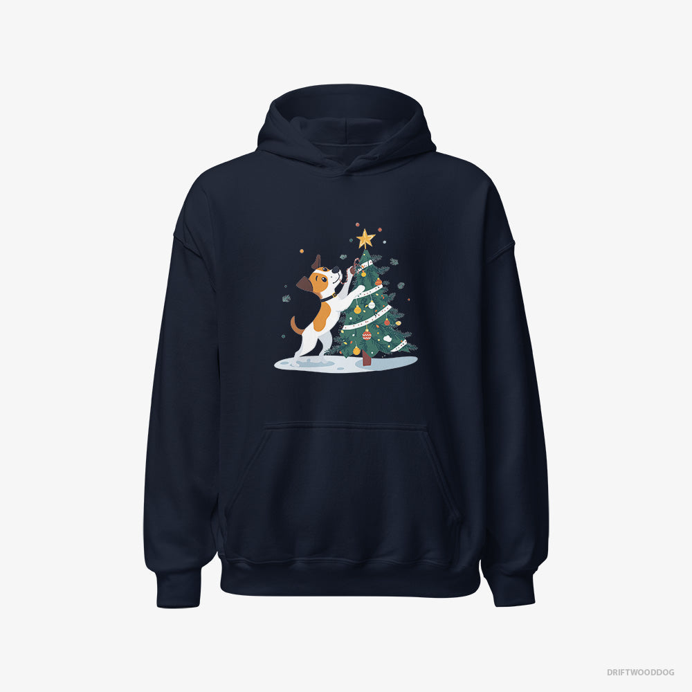 Jack Russell Terrier Wrapping a Cozy Ribbon Around the Tree Classic Hoodie