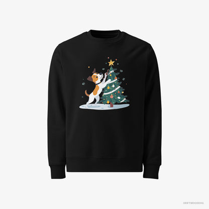 Jack Russell Terrier Wrapping a Cozy Ribbon Around the Tree Black Sweatshirt