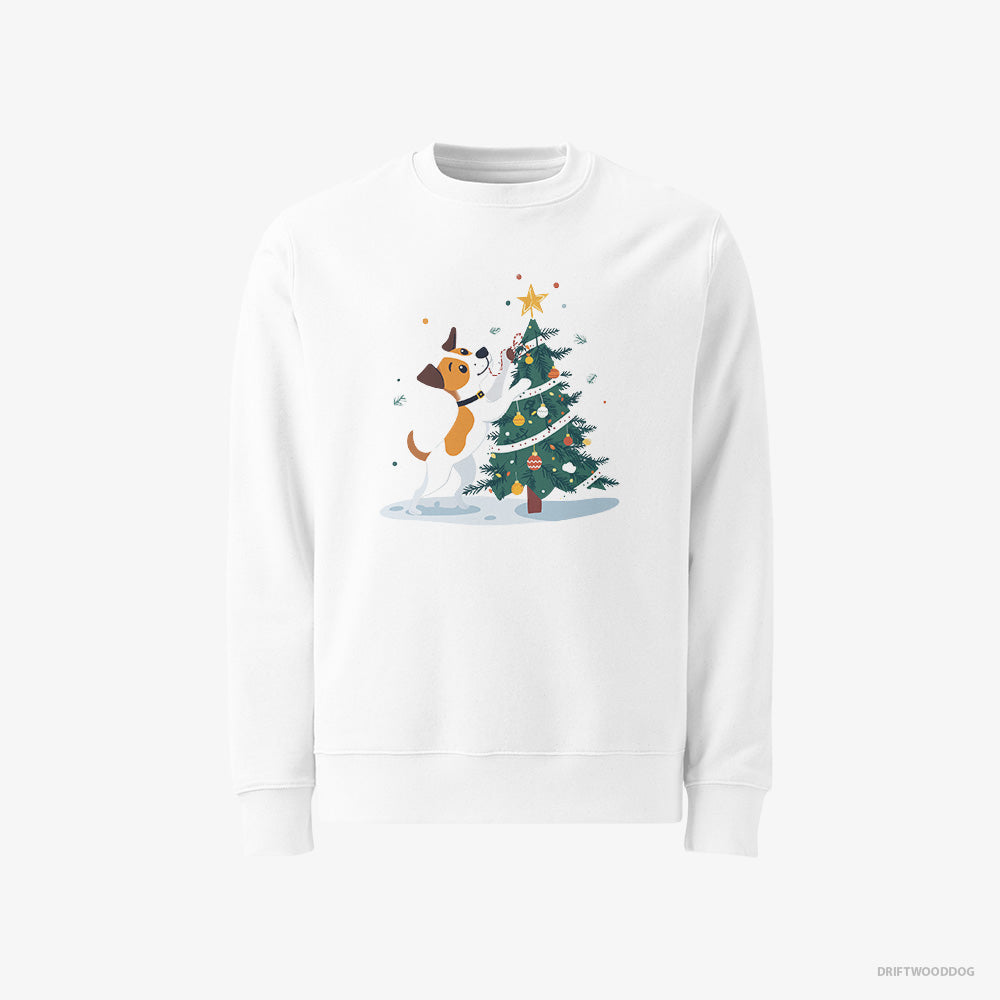 Jack Russell Terrier Wrapping a Cozy Ribbon Around the Tree Classic Sweatshirt