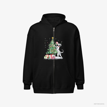 Dalmatian Arranging Christmas Tree Black Hoodie