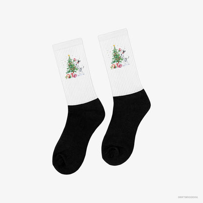 Dalmatian Arranging Christmas Tree White and Black Socks