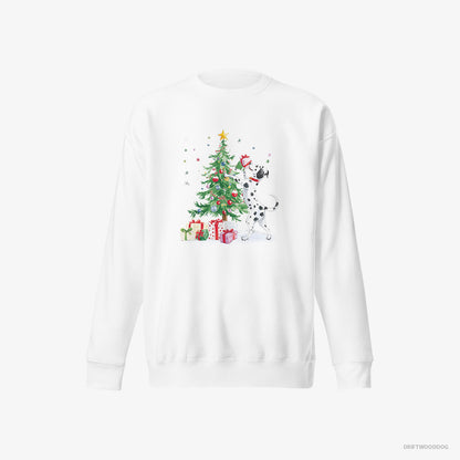 Dalmatian Arranging Christmas Tree White Sweatshirt