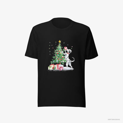 Dalmatian Arranging Christmas Tree Black T-Shirt