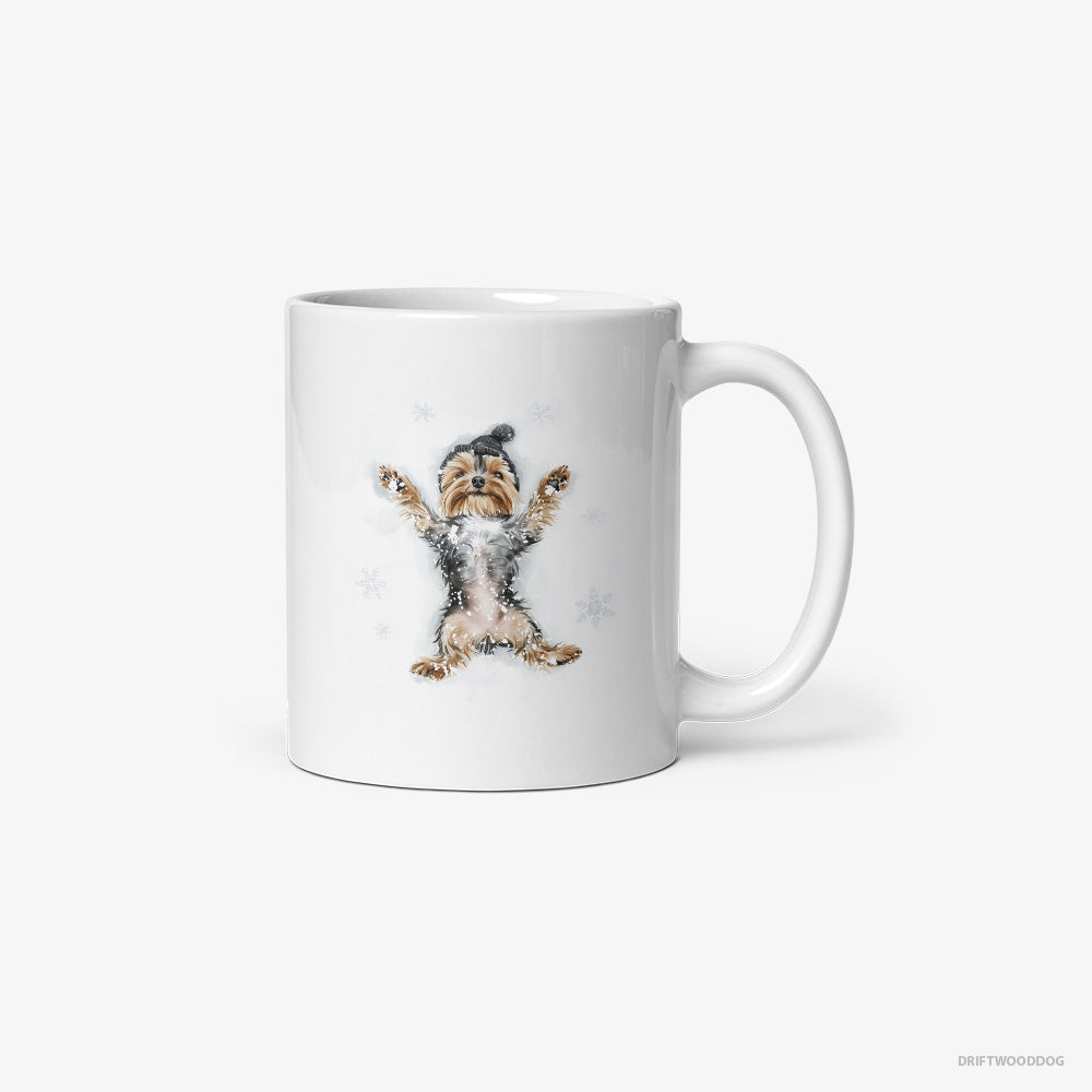 Yorkshire Terrier Making an Angel on the Snow Classic Mug