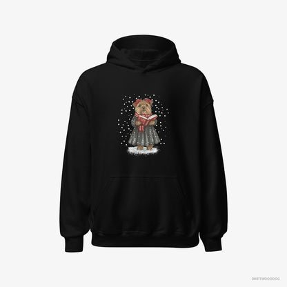 Yorkshire Terrier Performing Christmas Carols Black Hoodie