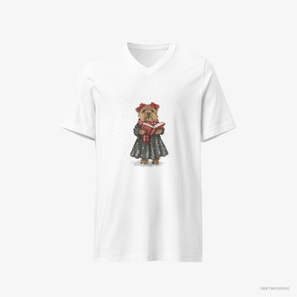 Yorkshire Terrier Performing Christmas Carols White T-Shirt