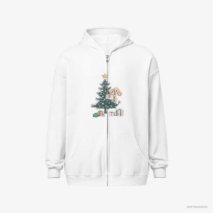 Poodle Styling the Christmas Tree White Hoodie