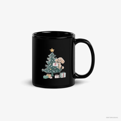 Poodle Mug – Unisex Black Mug Classic – Styling the Christmas Tree (on White Background)