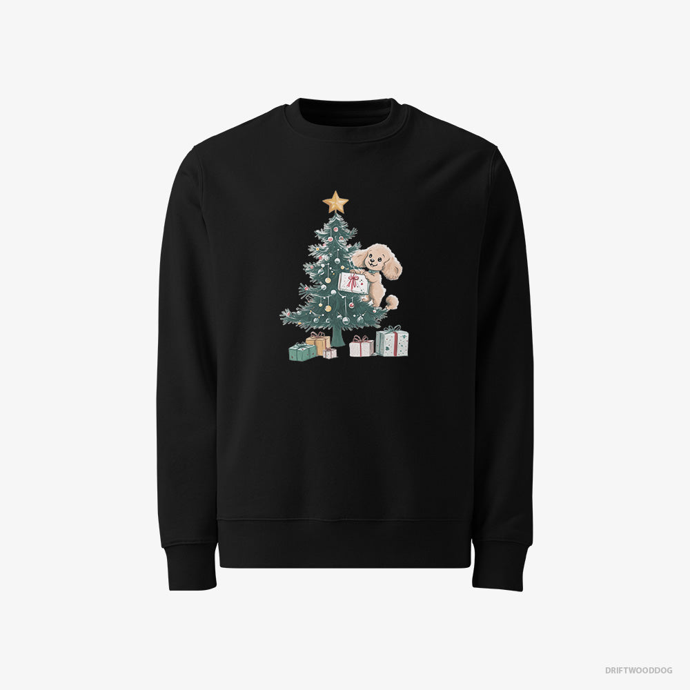 Poodle Sweatshirt – Men Black Sweatshirt Classic – Styling the Christmas Tree (on White Background)