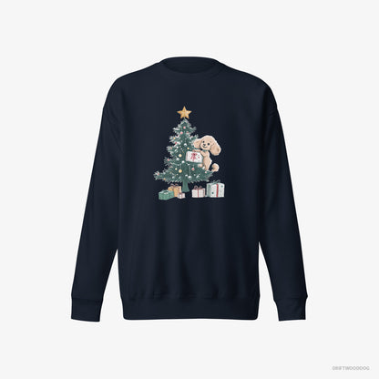 Poodle Styling the Christmas Tree Navy Sweatshirt