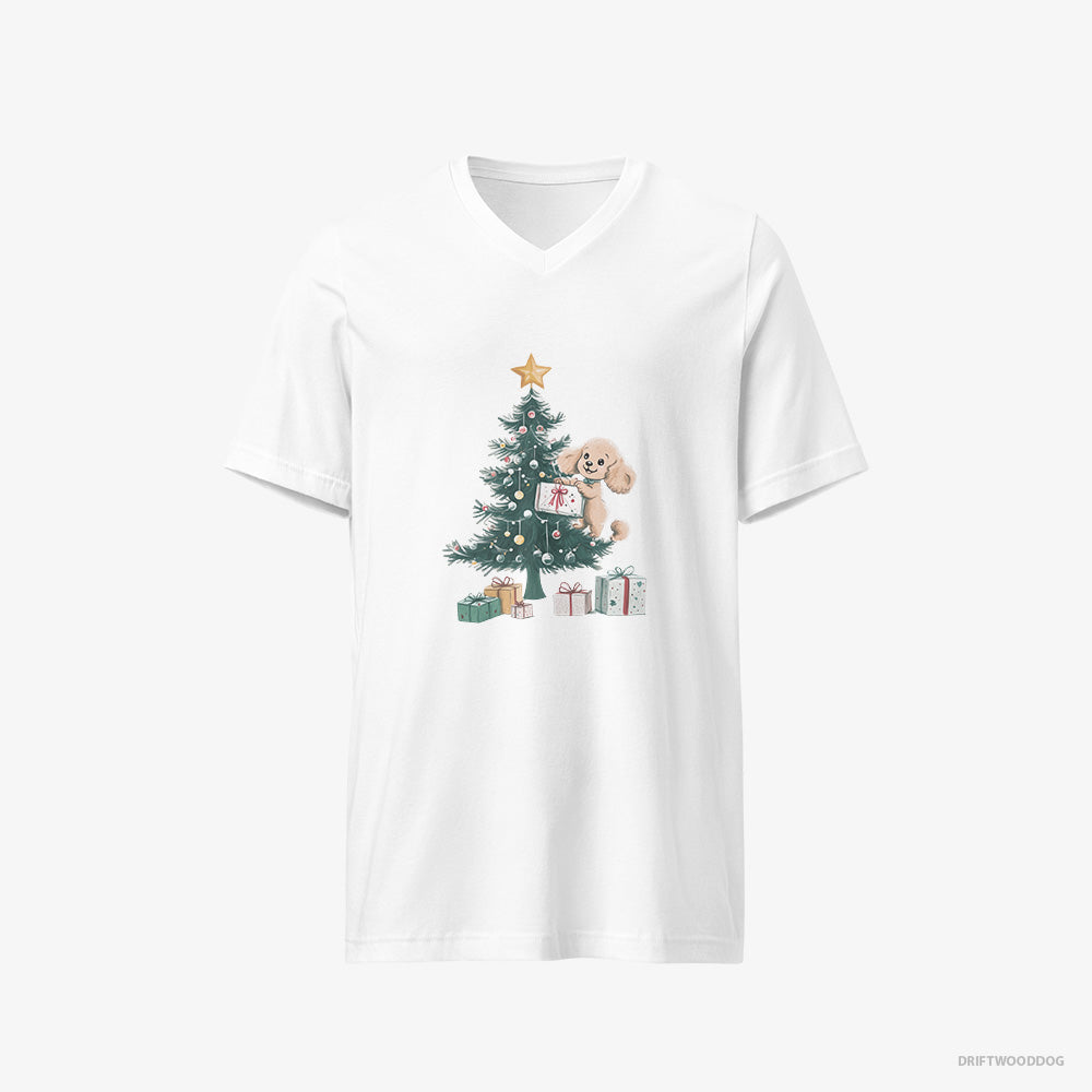 Poodle Styling the Christmas Tree V-Neck T-Shirt