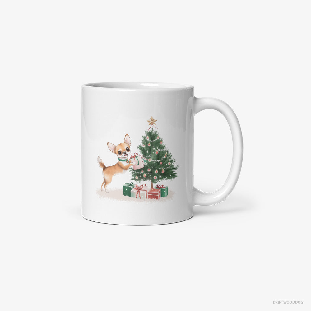 Chihuahua Placing Christmas Presents Under the Tree Classic Mug