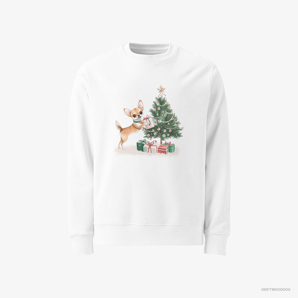 Chihuahua Placing Christmas Presents Under the Tree Classic Sweatshirt