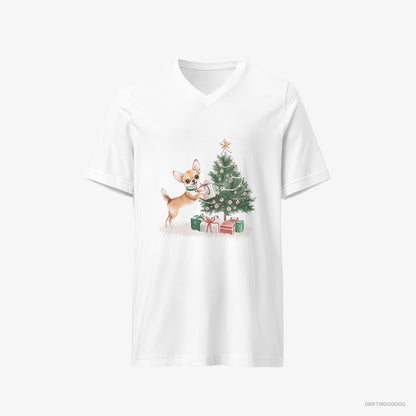 Chihuahua Placing Christmas Presents Under the Tree White T-Shirt