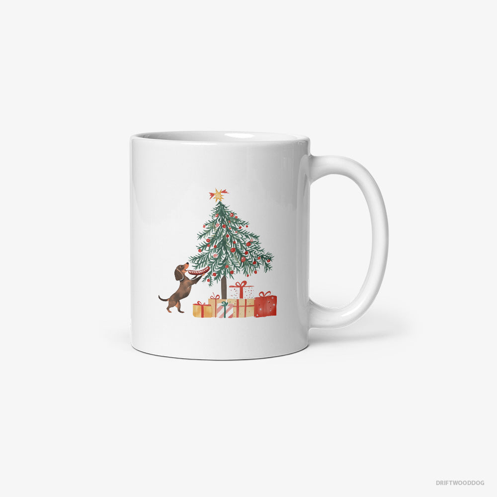 Dachshund Decorating the Christmas Tree with a Sausage Classic Mug