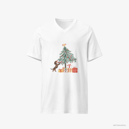 Dachshund Decorating the Christmas Tree with a Sausage White T-Shirt