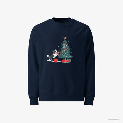 Border Collie Preparing Presents for the Christmas Navy Sweatshirt