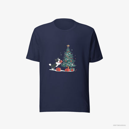 Border Collie Preparing Presents for the Christmas Navy T-Shirt