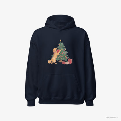 Golden Retriever Decorating the Tree Navy Hoodie