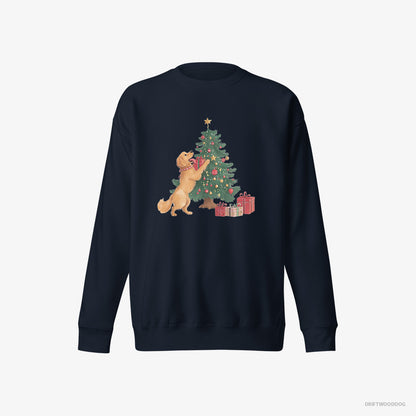 Golden Retriever Decorating the Tree Navy Sweatshirt